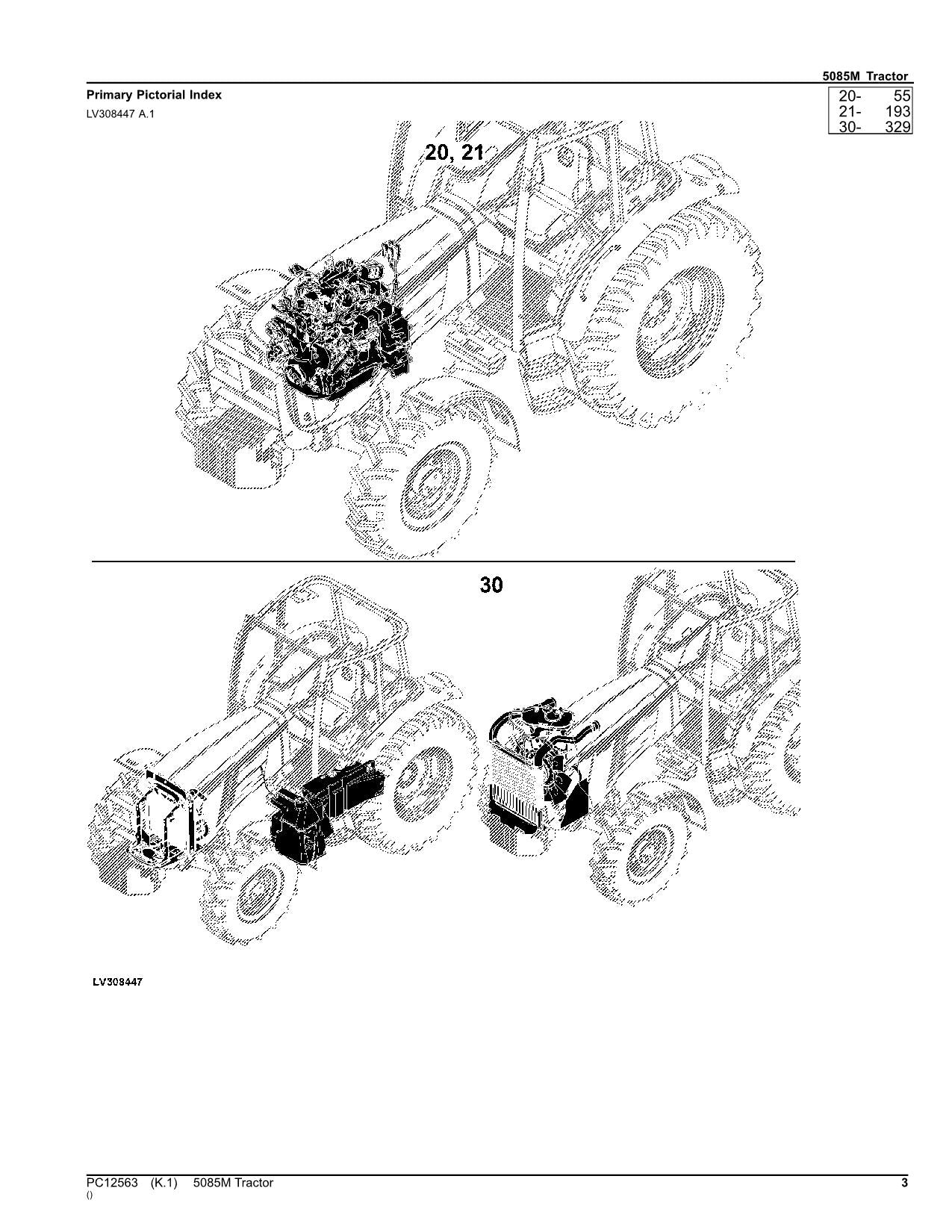 JOHN DEERE 5085M TRACTOR PARTS CATALOG MANUAL PC12563