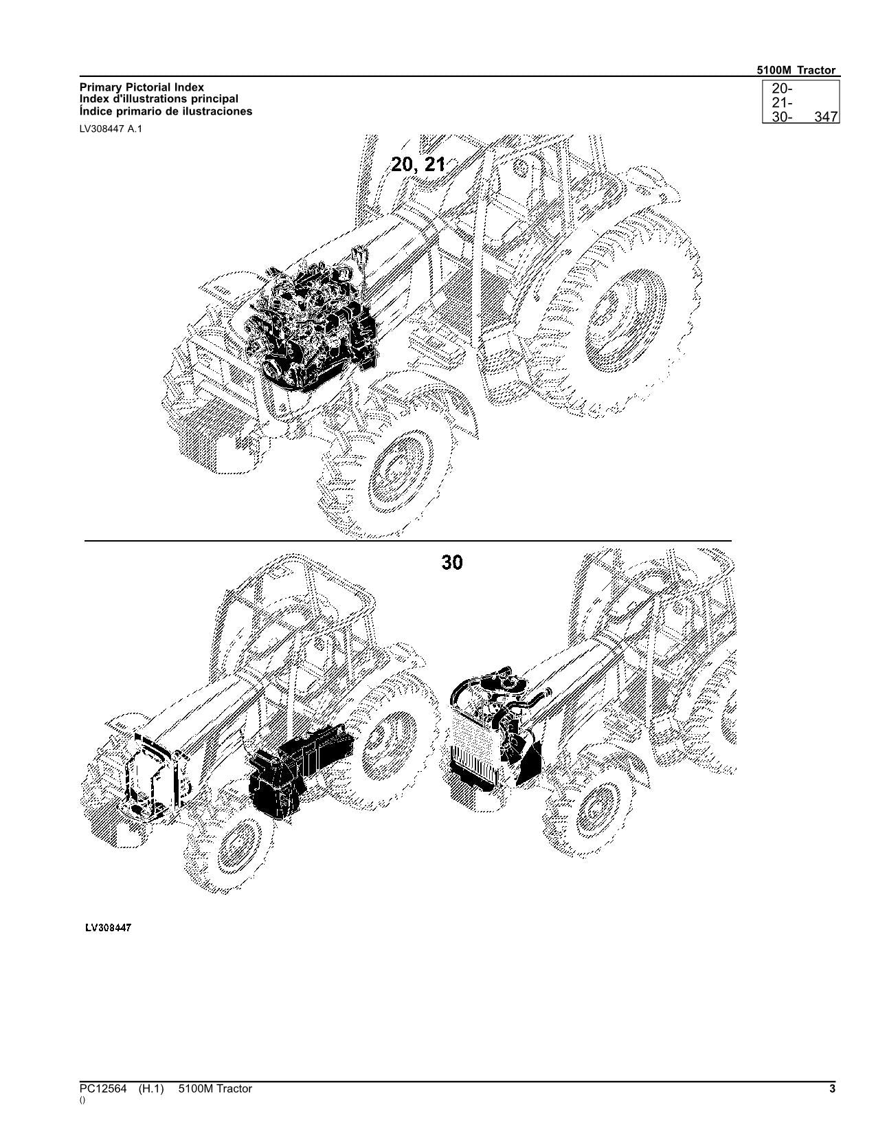 MANUEL DU CATALOGUE DES PIÈCES DU TRACTEUR JOHN DEERE 5100M PC12564