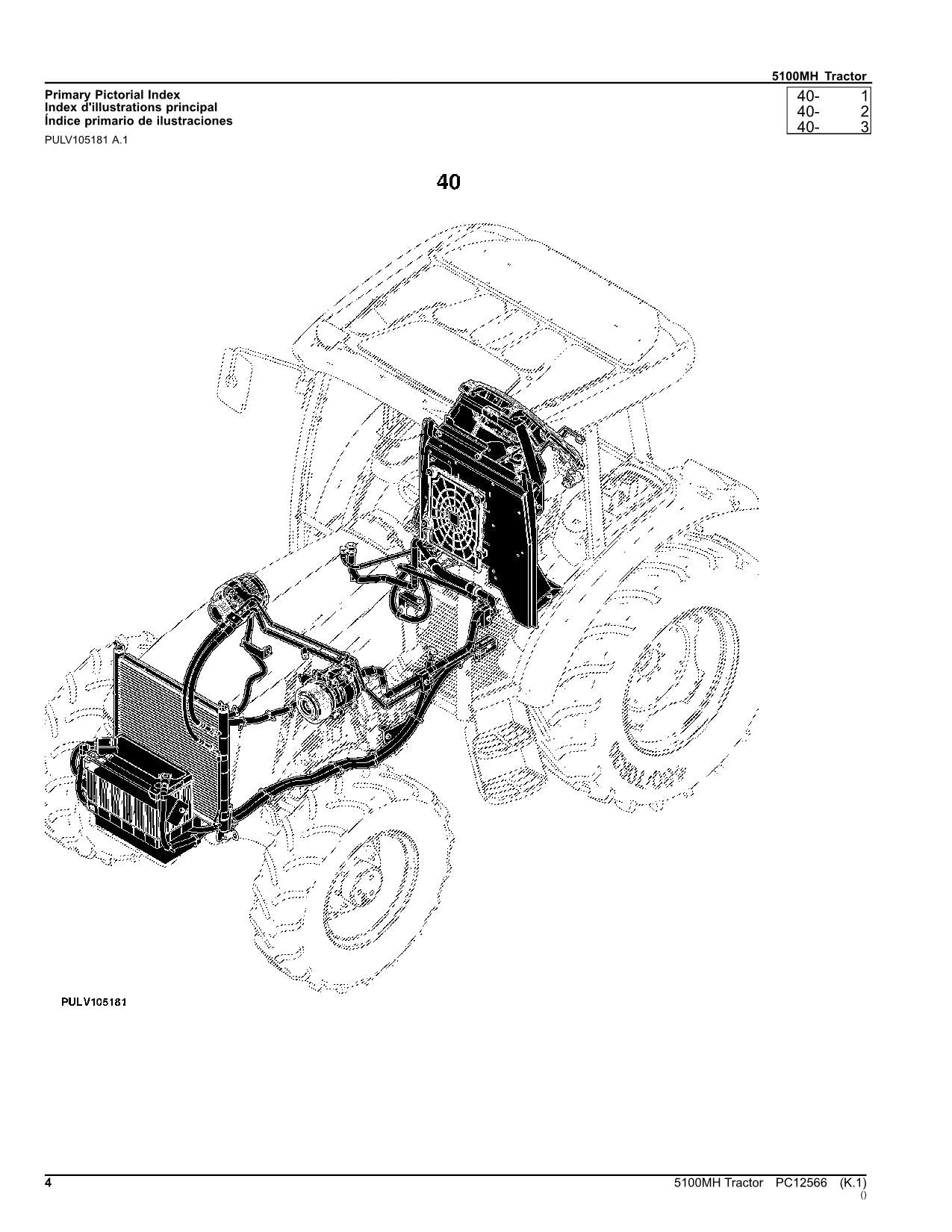 MANUEL DU CATALOGUE DES PIÈCES DU TRACTEUR JOHN DEERE 5100MH PC12566