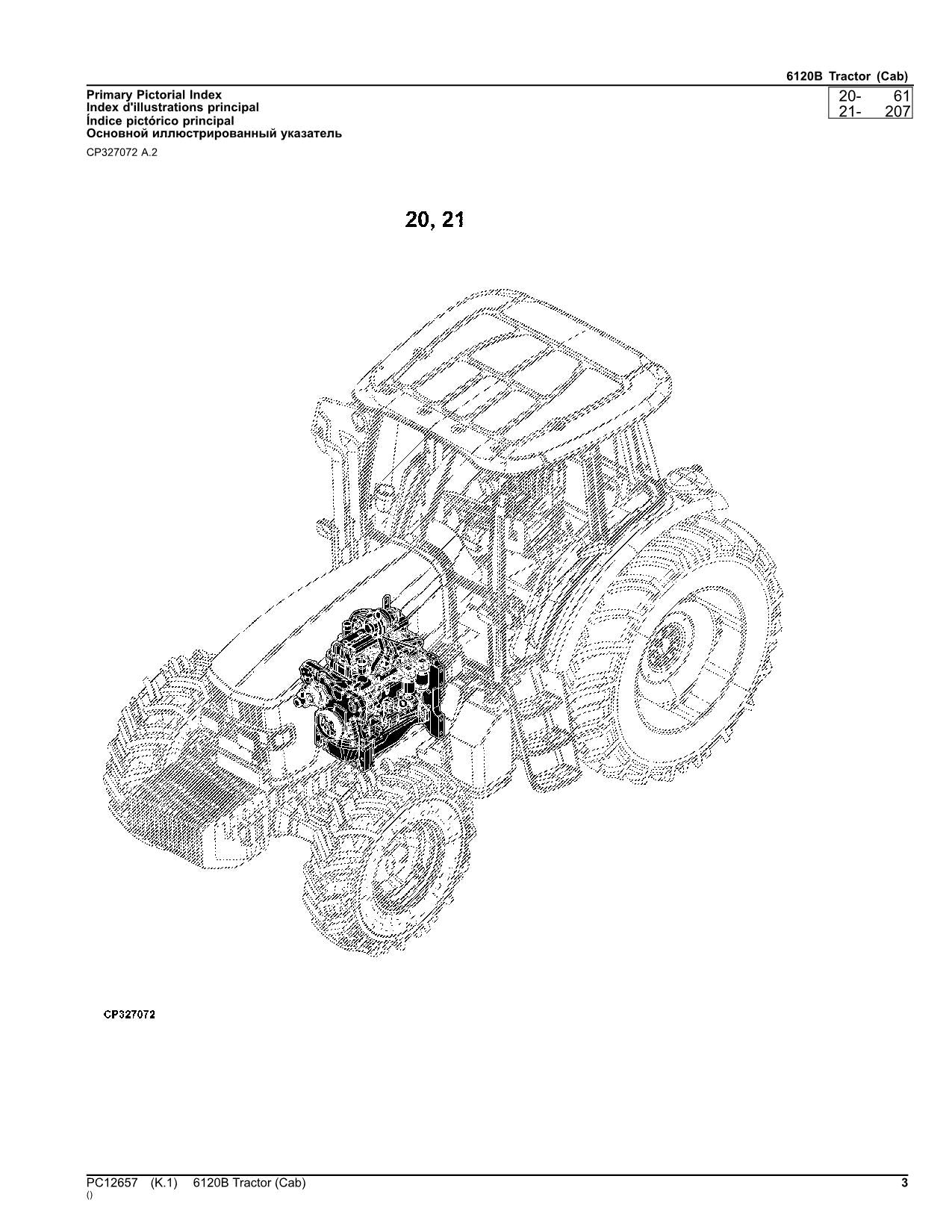 JOHN DEERE 6120B TRAKTOR ERSATZTEILKATALOGHANDBUCH PC12657