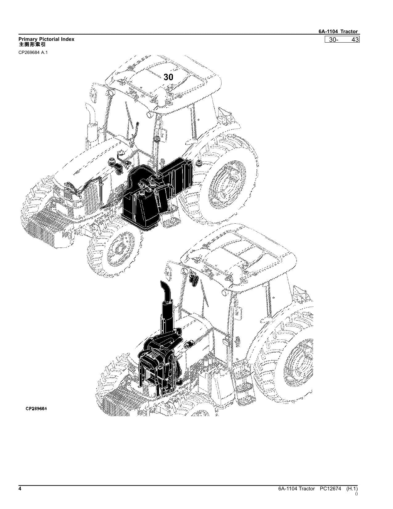 JOHN DEERE 6A-1104 TRAKTOR-TEILEKATALOGHANDBUCH