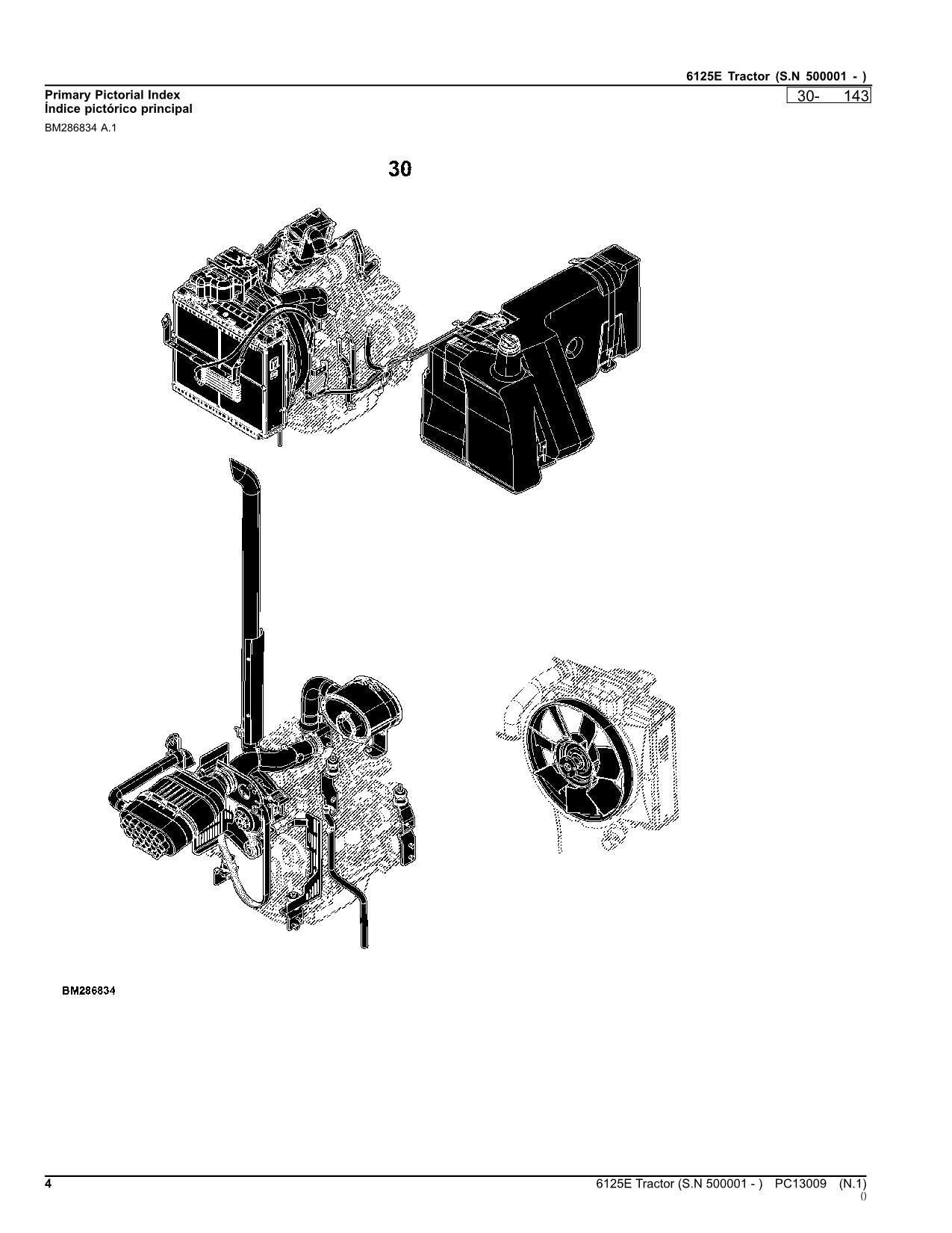 JOHN DEERE 6125E TRAKTOR ERSATZTEILEKATALOGHANDBUCH Seriennummer 500001-