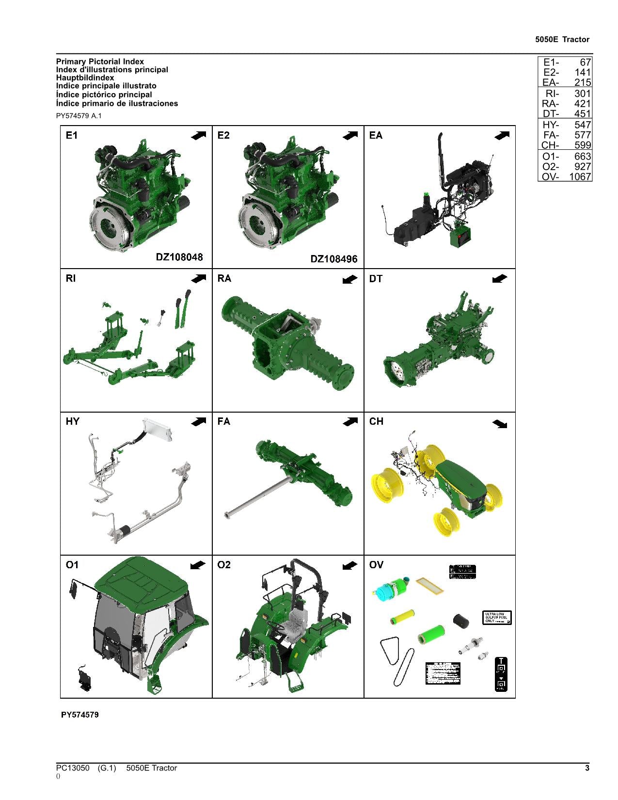 JOHN DEERE 5050E TRAKTOR ERSATZTEILKATALOG HANDBUCH EUROPÄISCHE AUSGABE