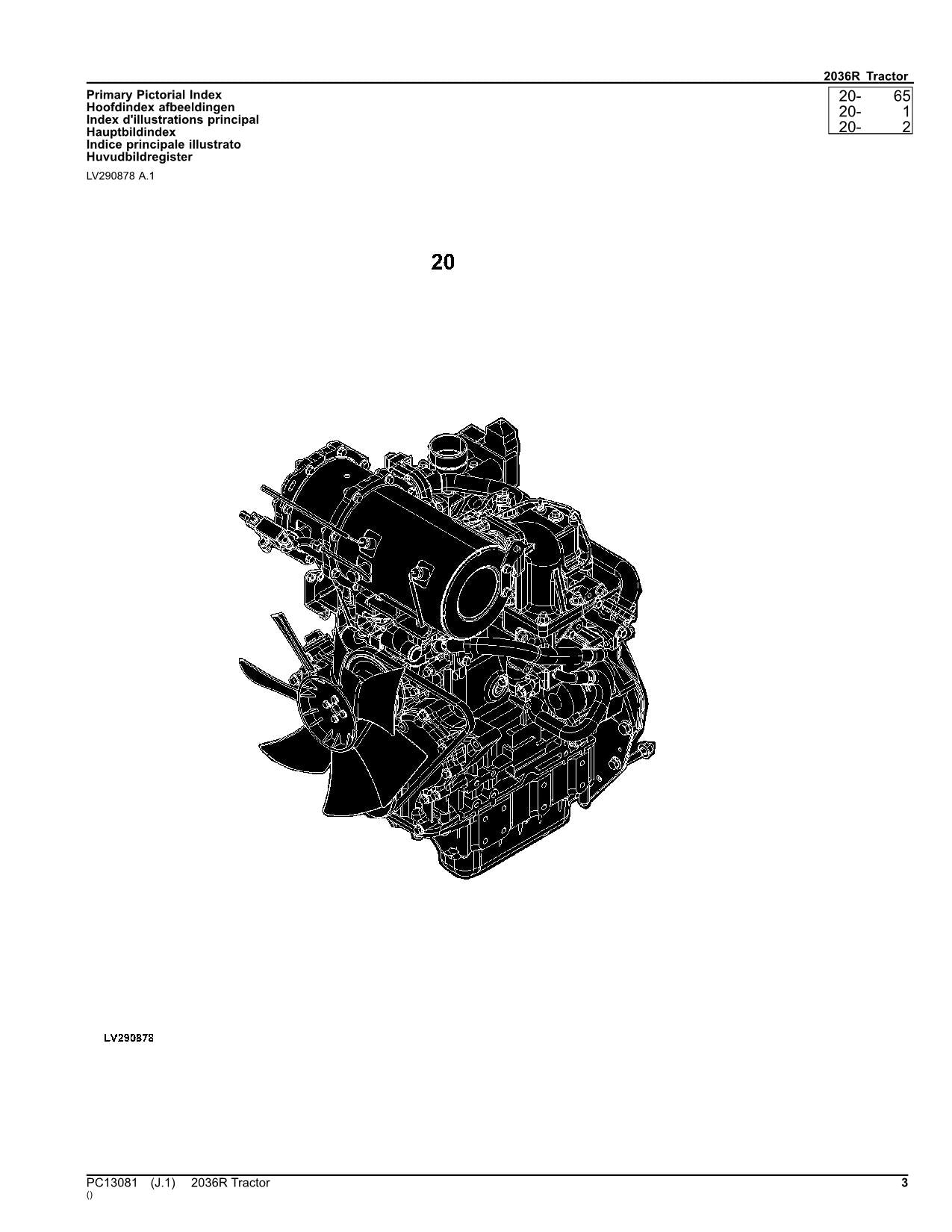 JOHN DEERE 2036R TRACTOR PARTS CATALOG MANUAL