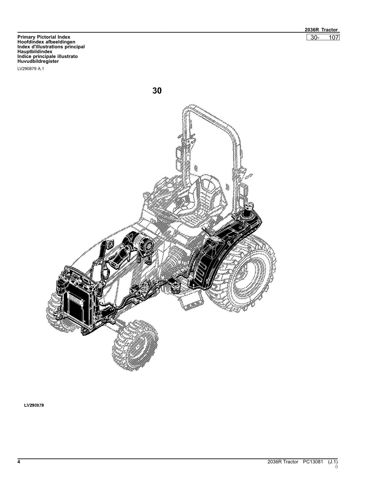 JOHN DEERE 2036R TRACTOR PARTS CATALOG MANUAL