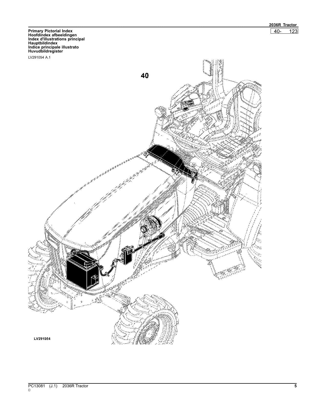 JOHN DEERE 2036R TRACTOR PARTS CATALOG MANUAL