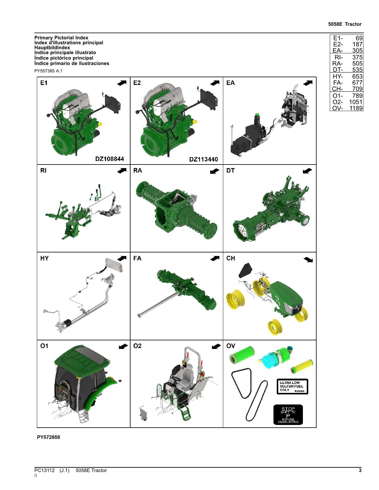 JOHN DEERE 5058E TRAKTOR-TEILEKATALOGHANDBUCH