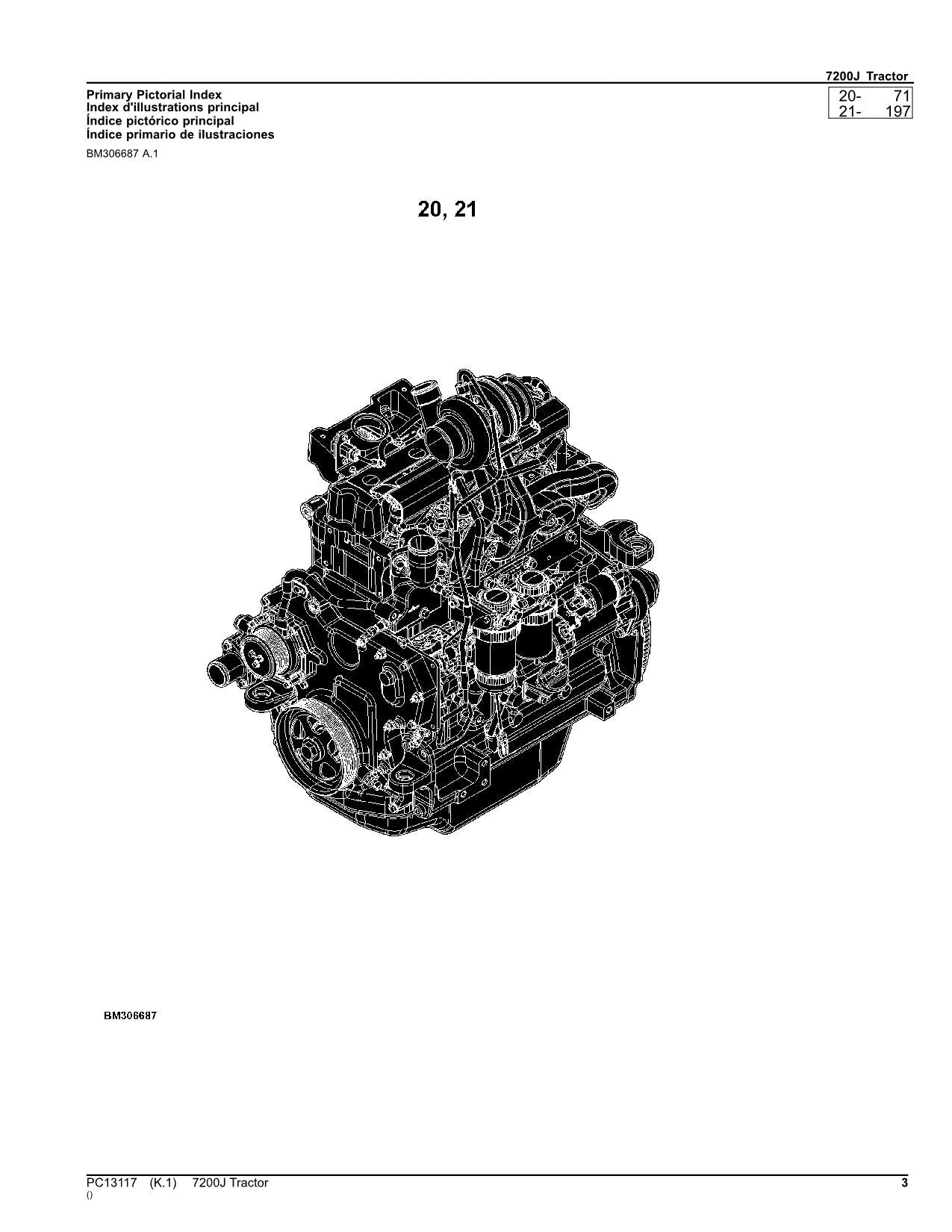 JOHN DEERE 7200J TRAKTOR-TEILEKATALOGHANDBUCH