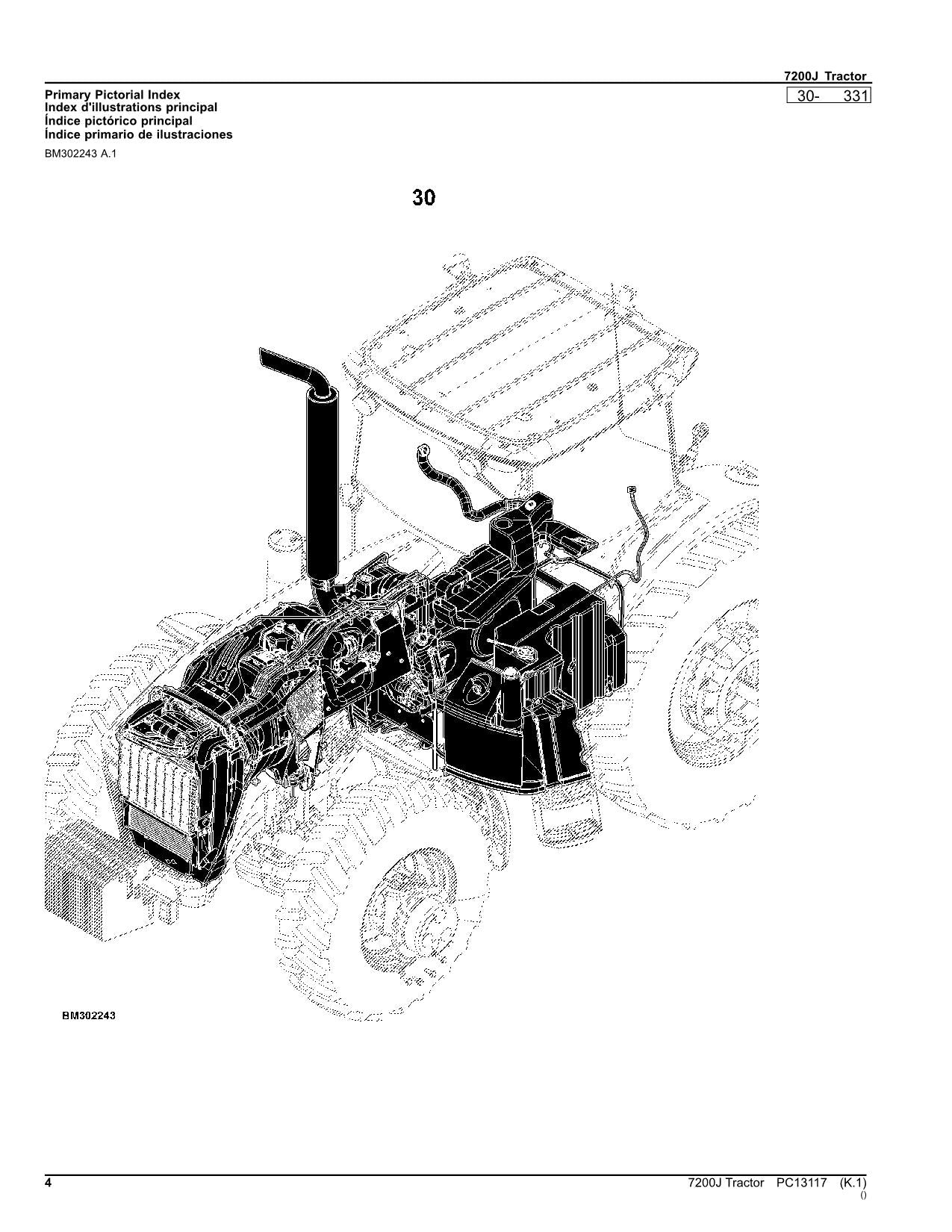 JOHN DEERE 7200J TRACTOR PARTS CATALOG MANUAL