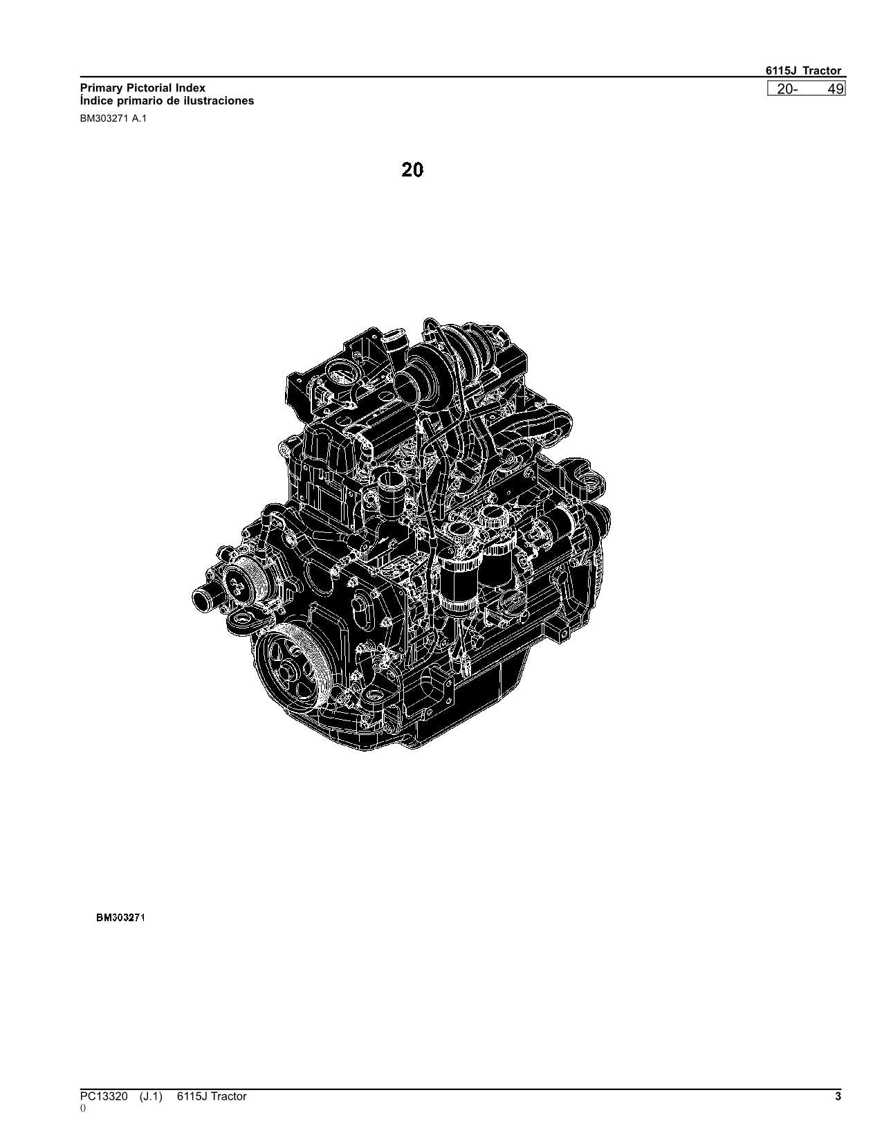 JOHN DEERE 6115J TRAKTOR ERSATZTEILKATALOGHANDBUCH PC13320