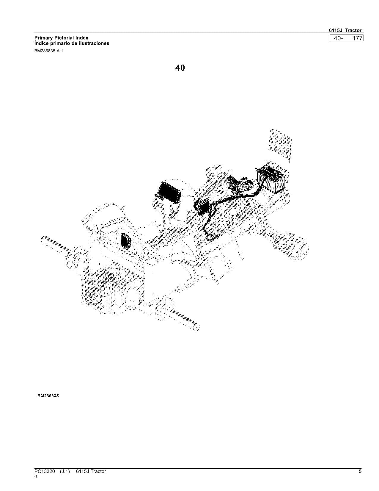 JOHN DEERE 6115J TRAKTOR ERSATZTEILKATALOGHANDBUCH PC13320