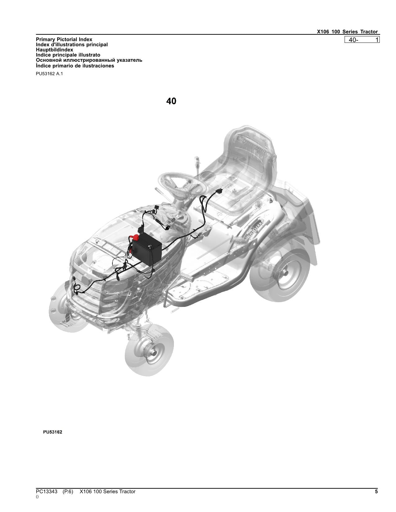 MANUEL DU CATALOGUE DES PIÈCES DU TRACTEUR JOHN DEERE X106