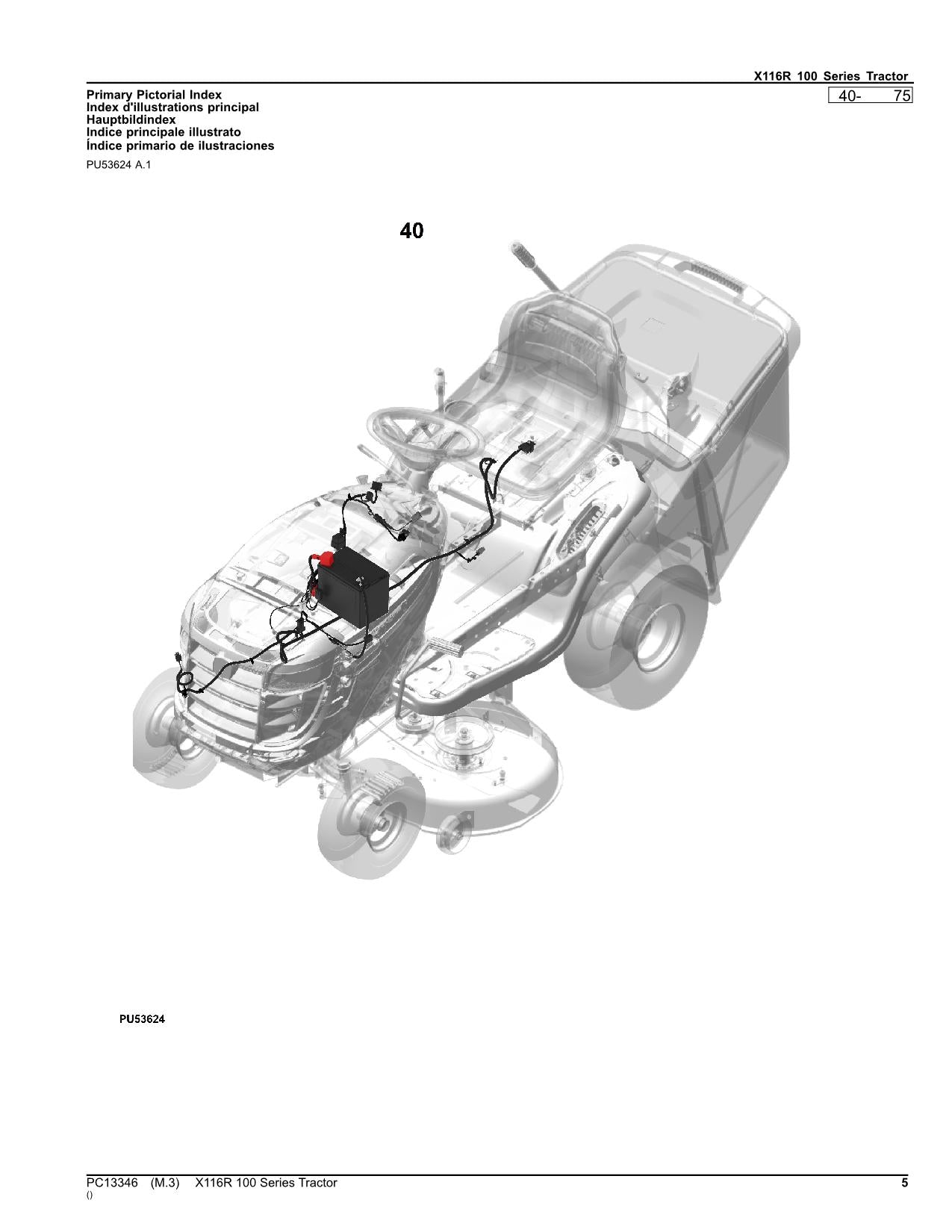 JOHN DEERE X116R TRAKTOR-TEILEKATALOGHANDBUCH