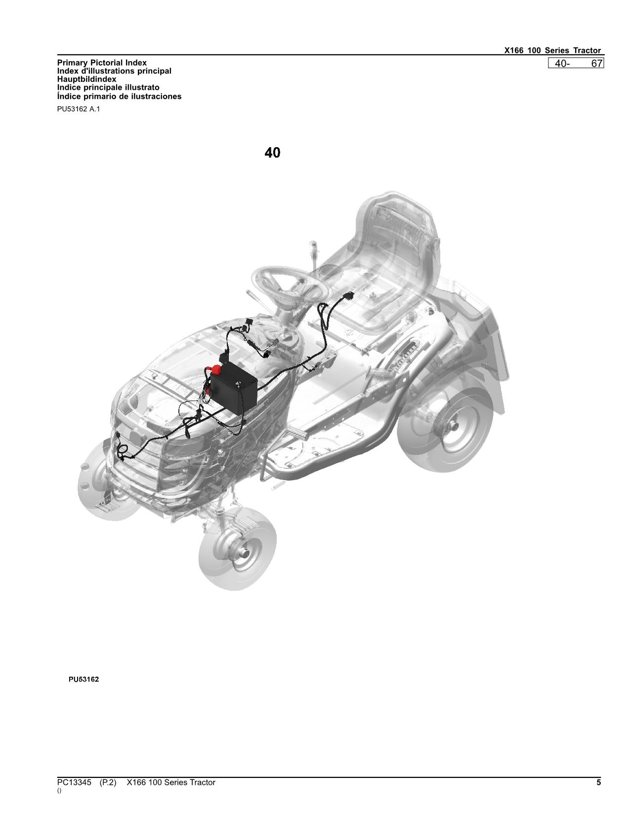 JOHN DEERE X166 TRACTOR PARTS CATALOG MANUAL