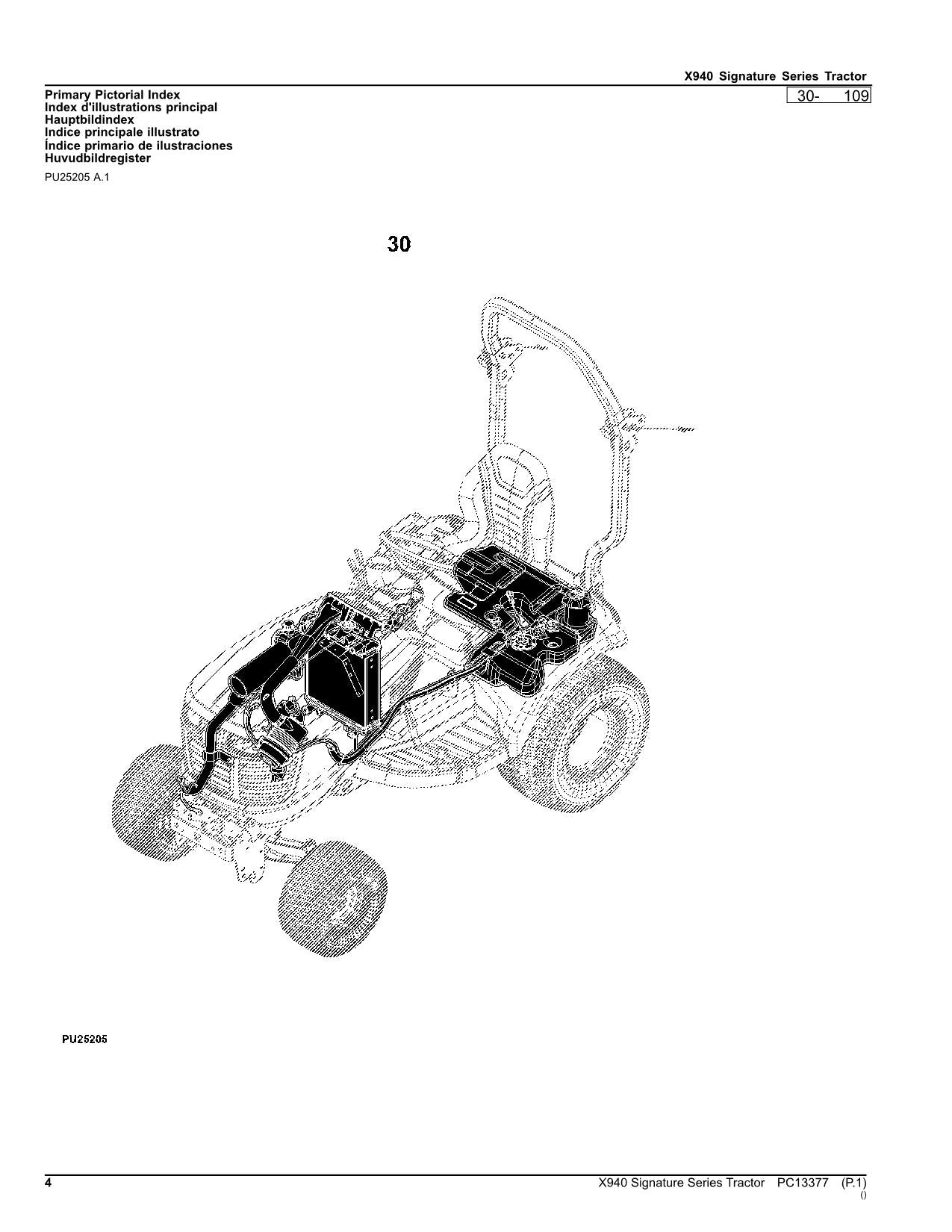 JOHN DEERE X940 TRACTOR PARTS CATALOG MANUAL