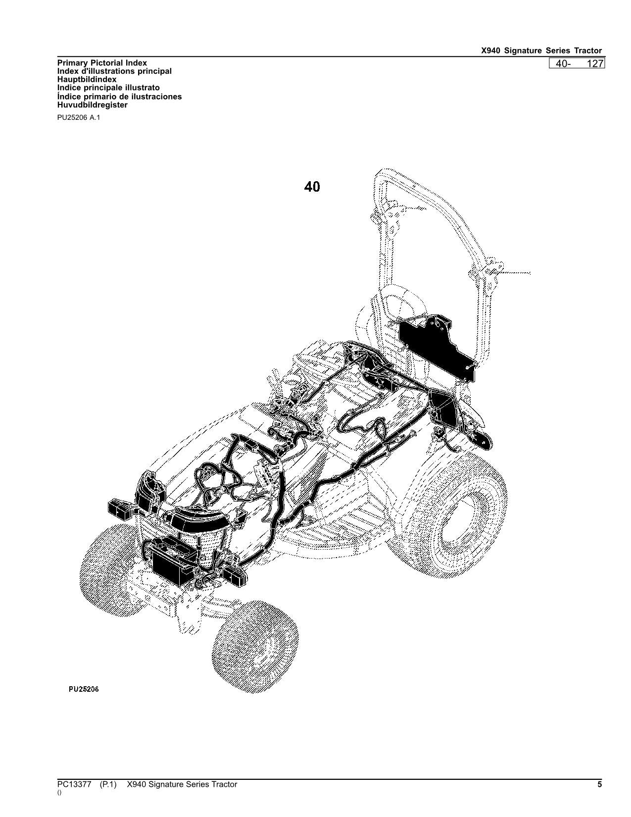 JOHN DEERE X940 TRACTOR PARTS CATALOG MANUAL