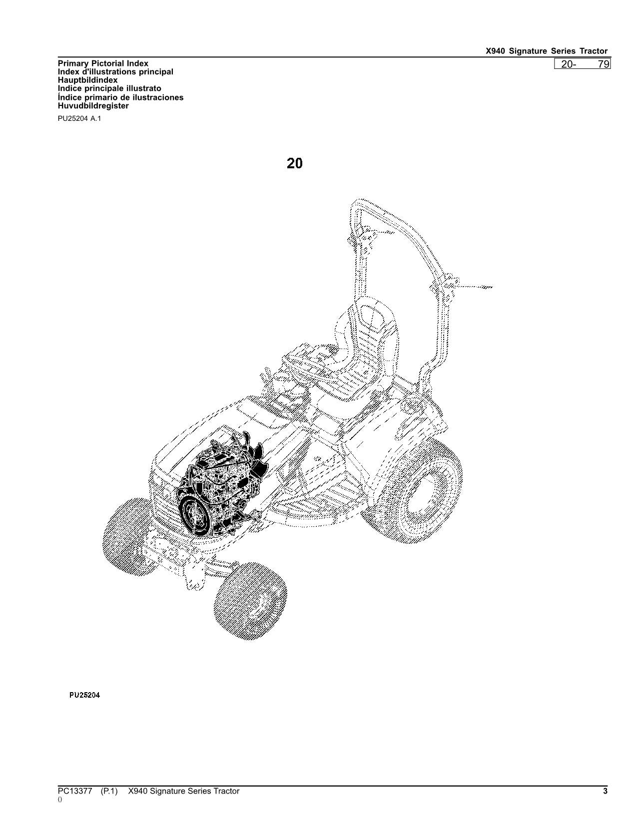 JOHN DEERE X940 TRAKTOR ERSATZTEILKATALOGHANDBUCH