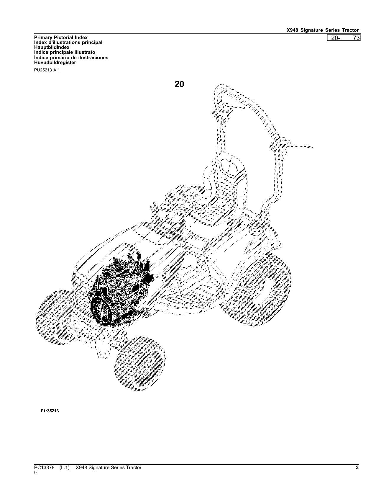 JOHN DEERE X948 TRAKTOR ERSATZTEILKATALOGHANDBUCH