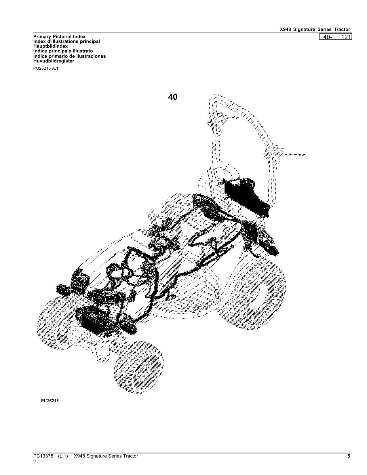 JOHN DEERE X948 TRAKTOR ERSATZTEILKATALOGHANDBUCH