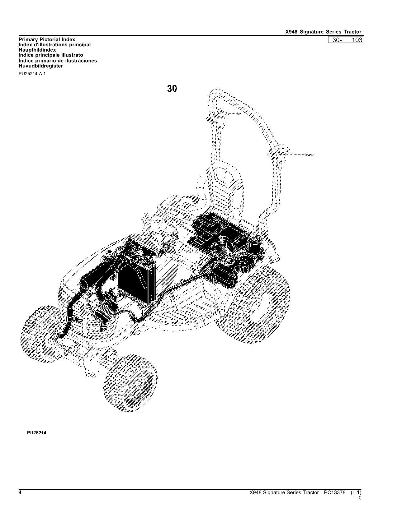 JOHN DEERE X948 TRAKTOR ERSATZTEILKATALOGHANDBUCH