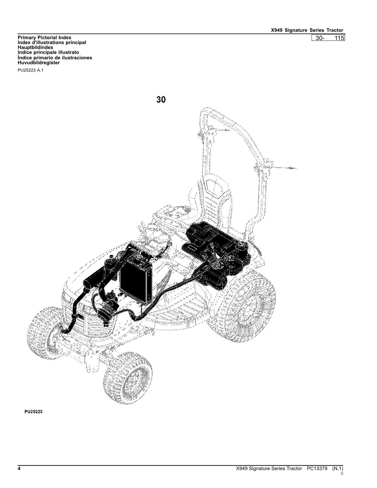 JOHN DEERE X949 TRAKTOR ERSATZTEILKATALOGHANDBUCH