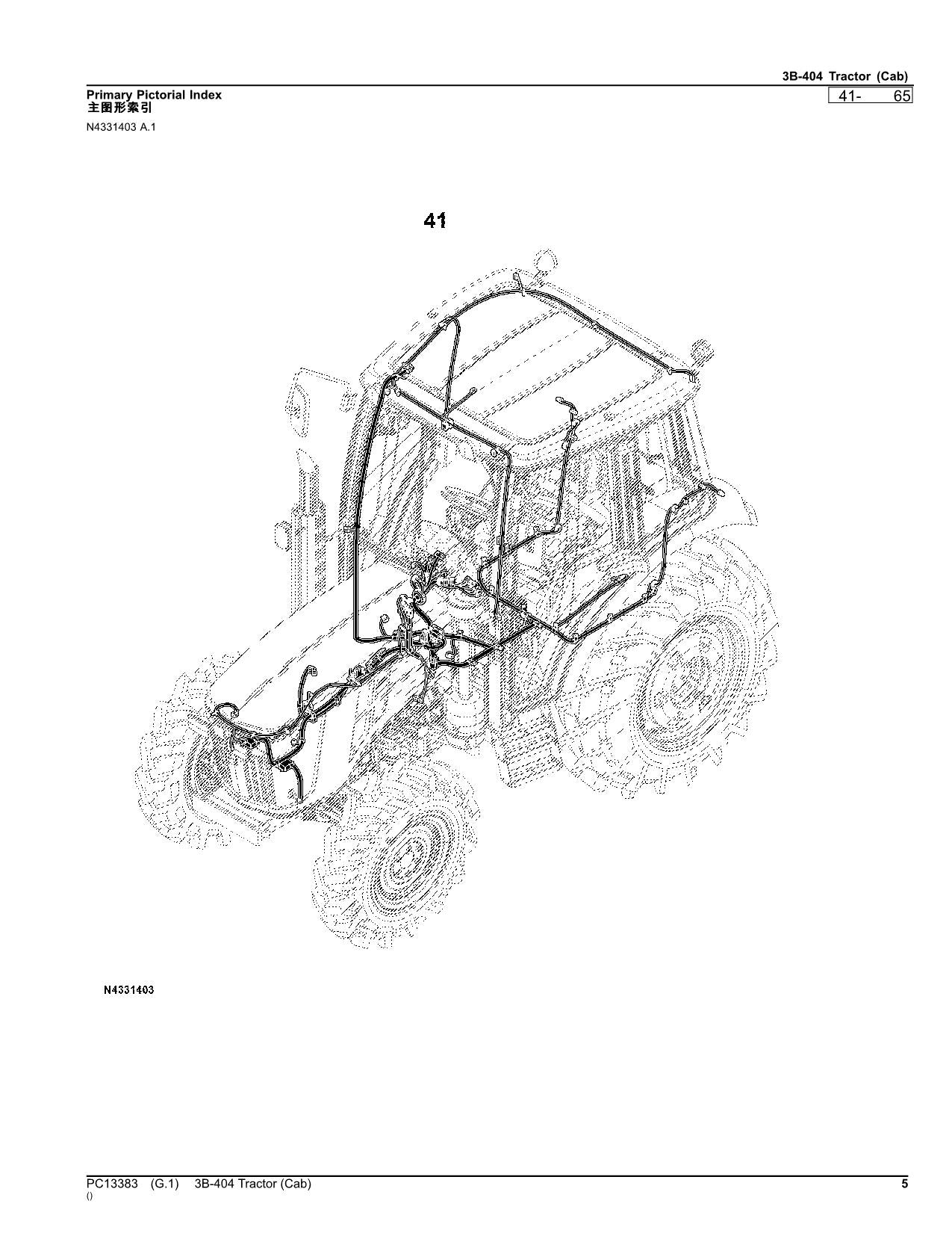 JOHN DEERE 3B-404 TRAKTOR ERSATZTEILKATALOGHANDBUCH PC13383