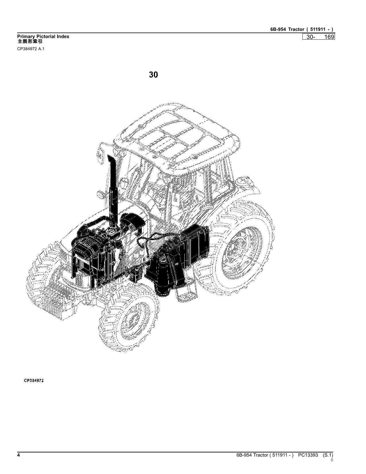 JOHN DEERE 6B-954 TRAKTOR-TEILEKATALOGHANDBUCH Ser. 511911 -