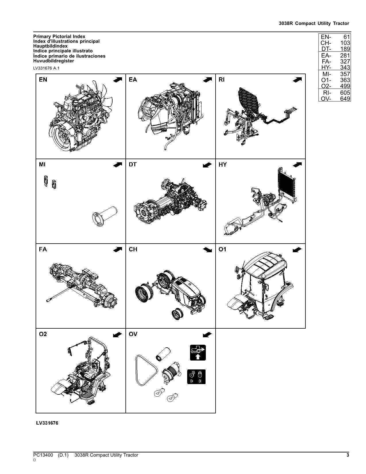 JOHN DEERE 3038R TRACTOR PARTS CATALOG MANUAL #2