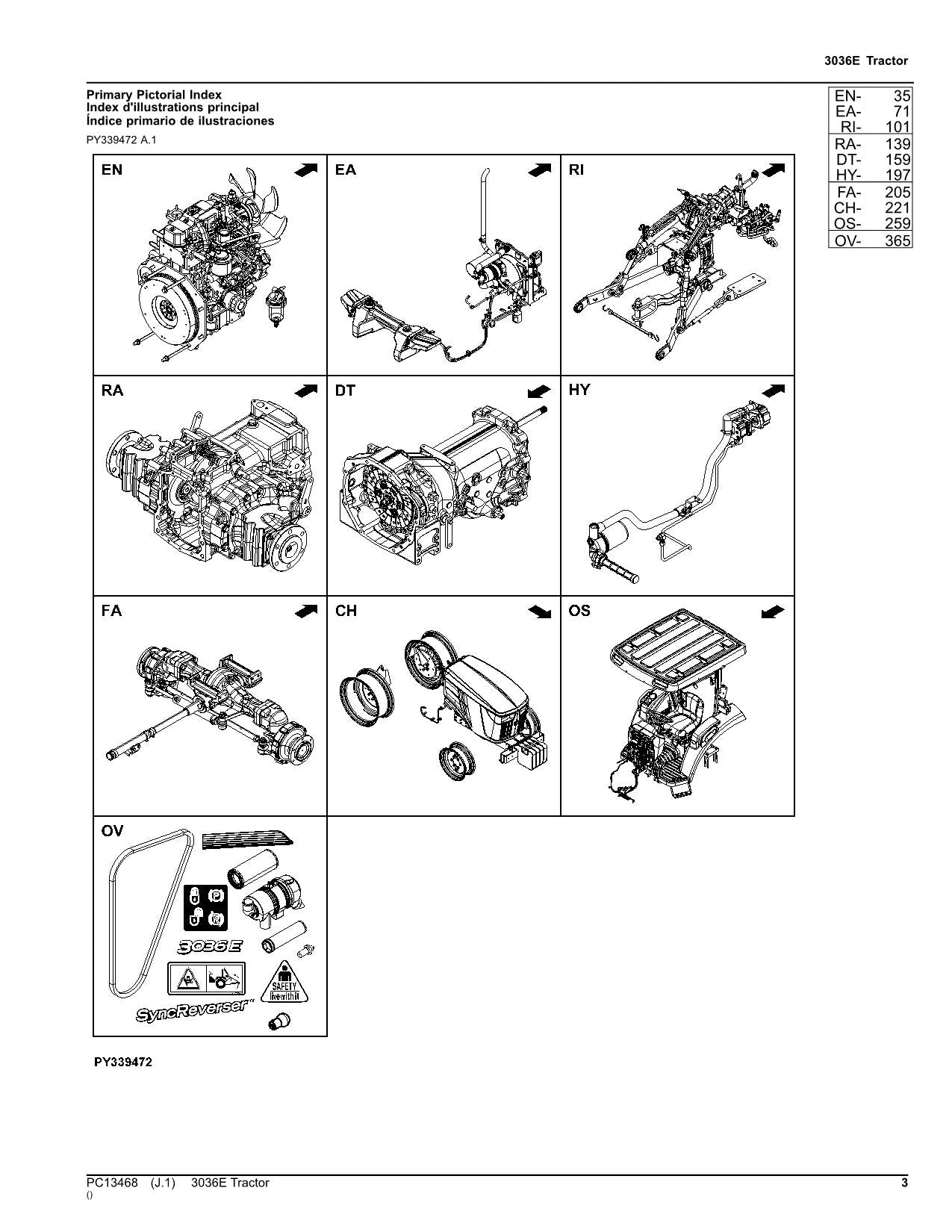 JOHN DEERE 3036E TRAKTOR ERSATZTEILKATALOGHANDBUCH PC13468