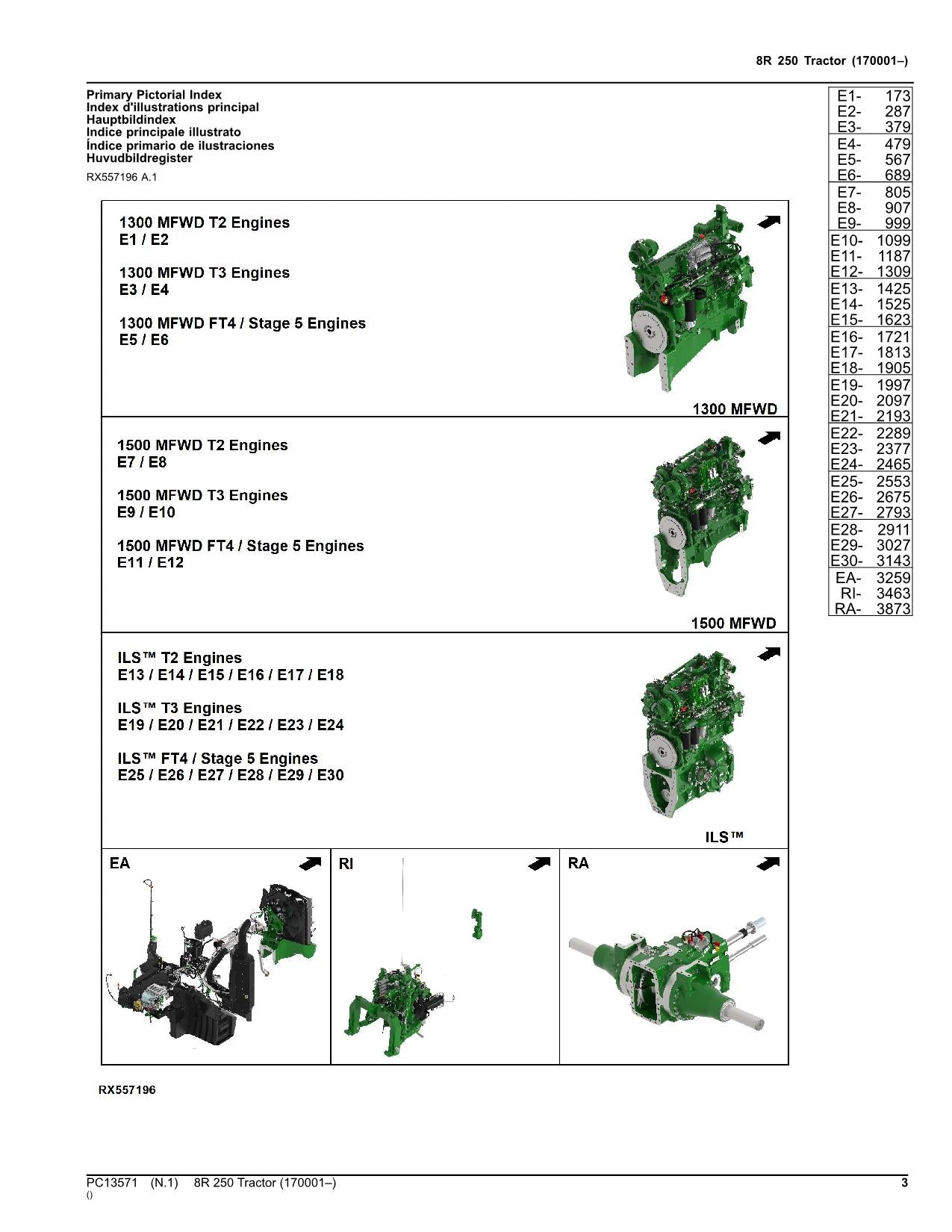 JOHN DEERE 8R 250 TRACTOR PARTS CATALOG MANUAL Worldwide