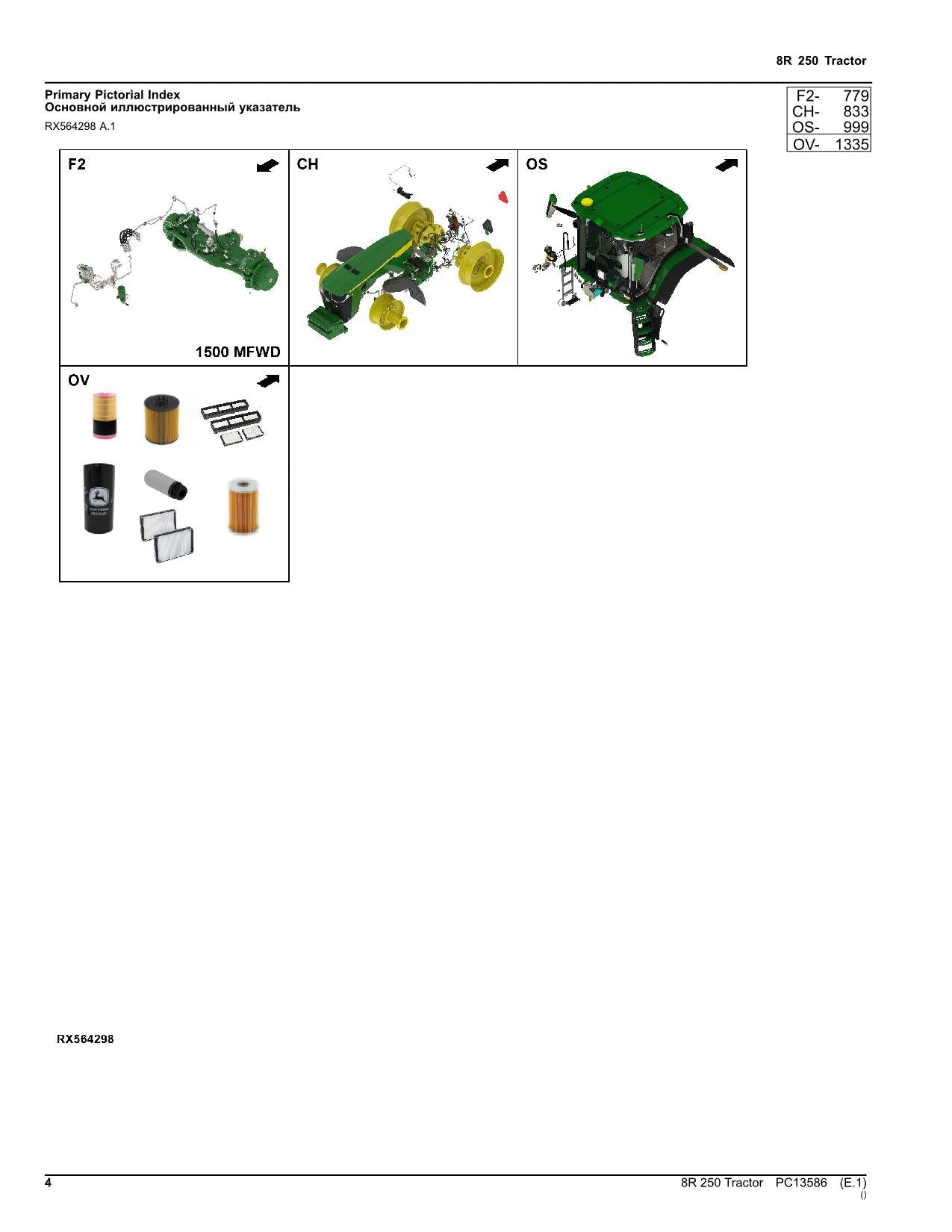 JOHN DEERE 8R 250 TRAKTOR ERSATZTEILEKATALOGHANDBUCH PC13586