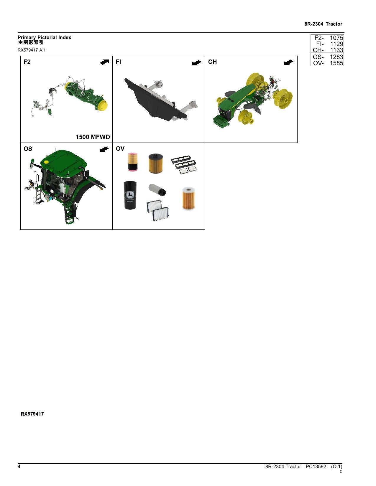 JOHN DEERE 8R-2304 TRAKTOR-TEILEKATALOGHANDBUCH