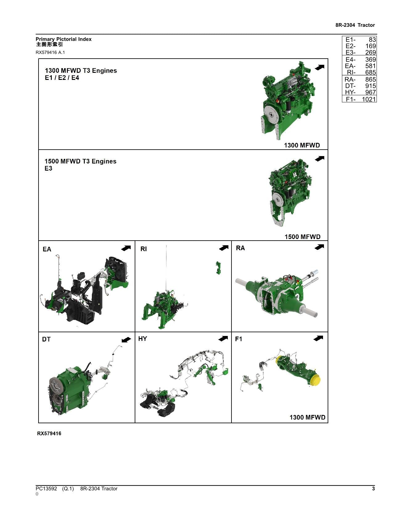 JOHN DEERE 8R-2304 TRACTOR PARTS CATALOG MANUAL