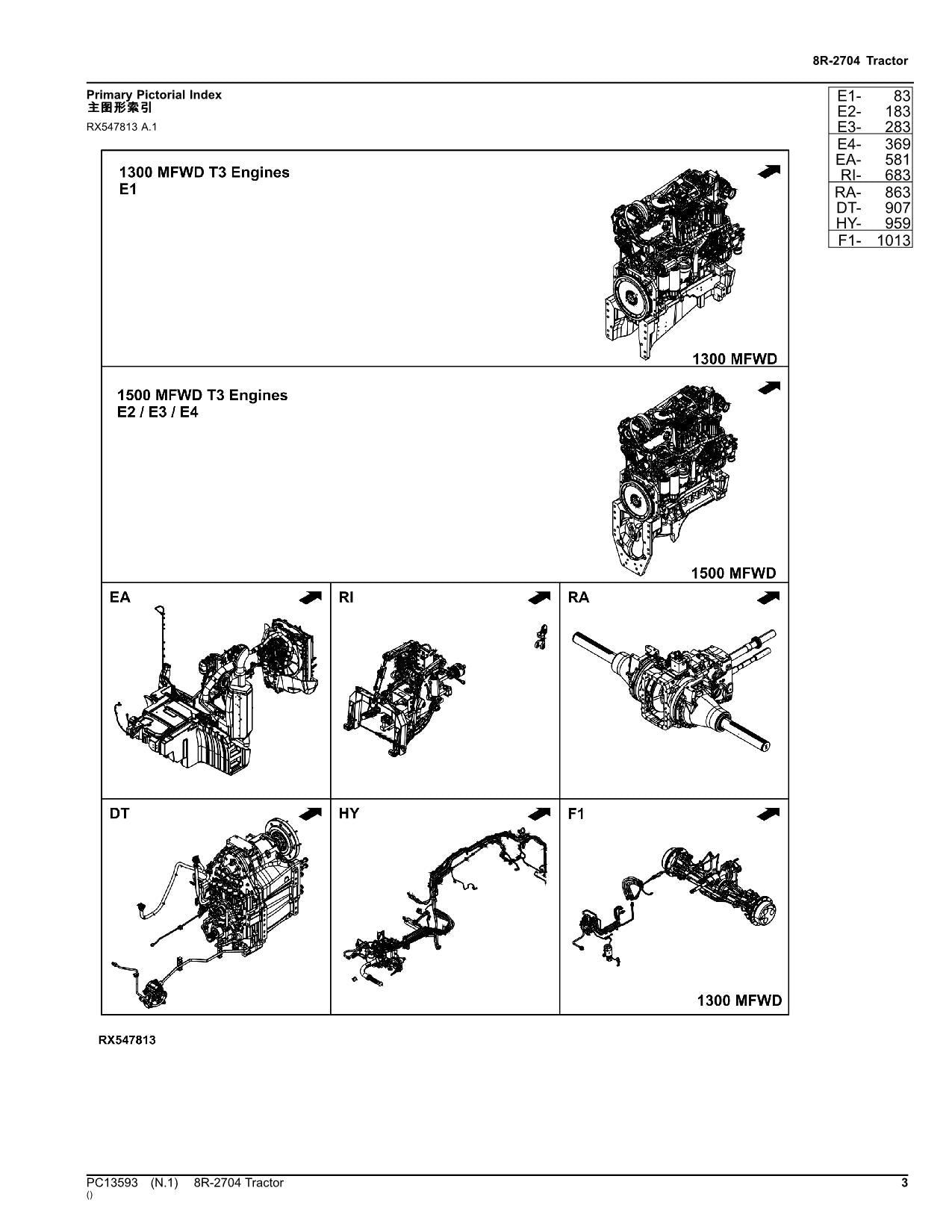 JOHN DEERE 8R-2704 TRACTOR PARTS CATALOG MANUAL