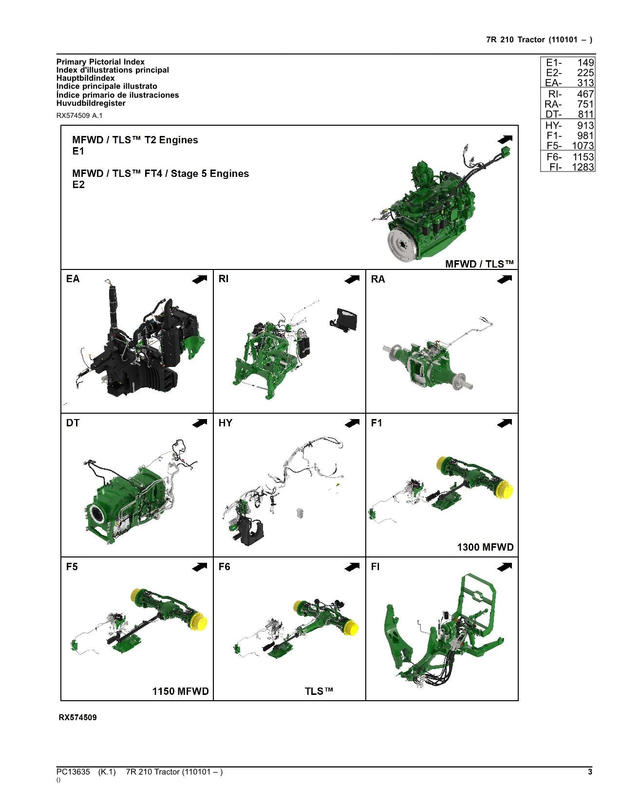 JOHN DEERE 7R 210 TRAKTOR ERSATZTEILKATALOGHANDBUCH