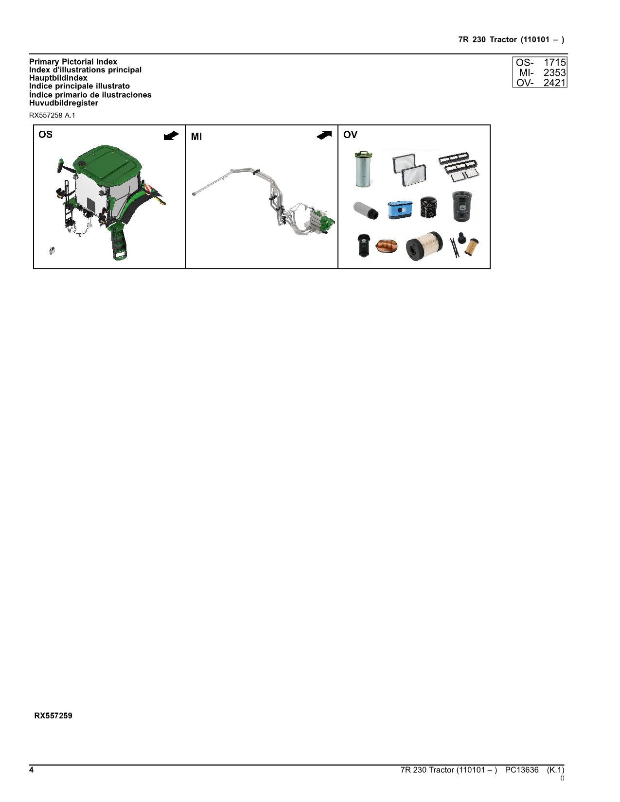 MANUEL DU CATALOGUE DES PIÈCES DU TRACTEUR JOHN DEERE 7R 230