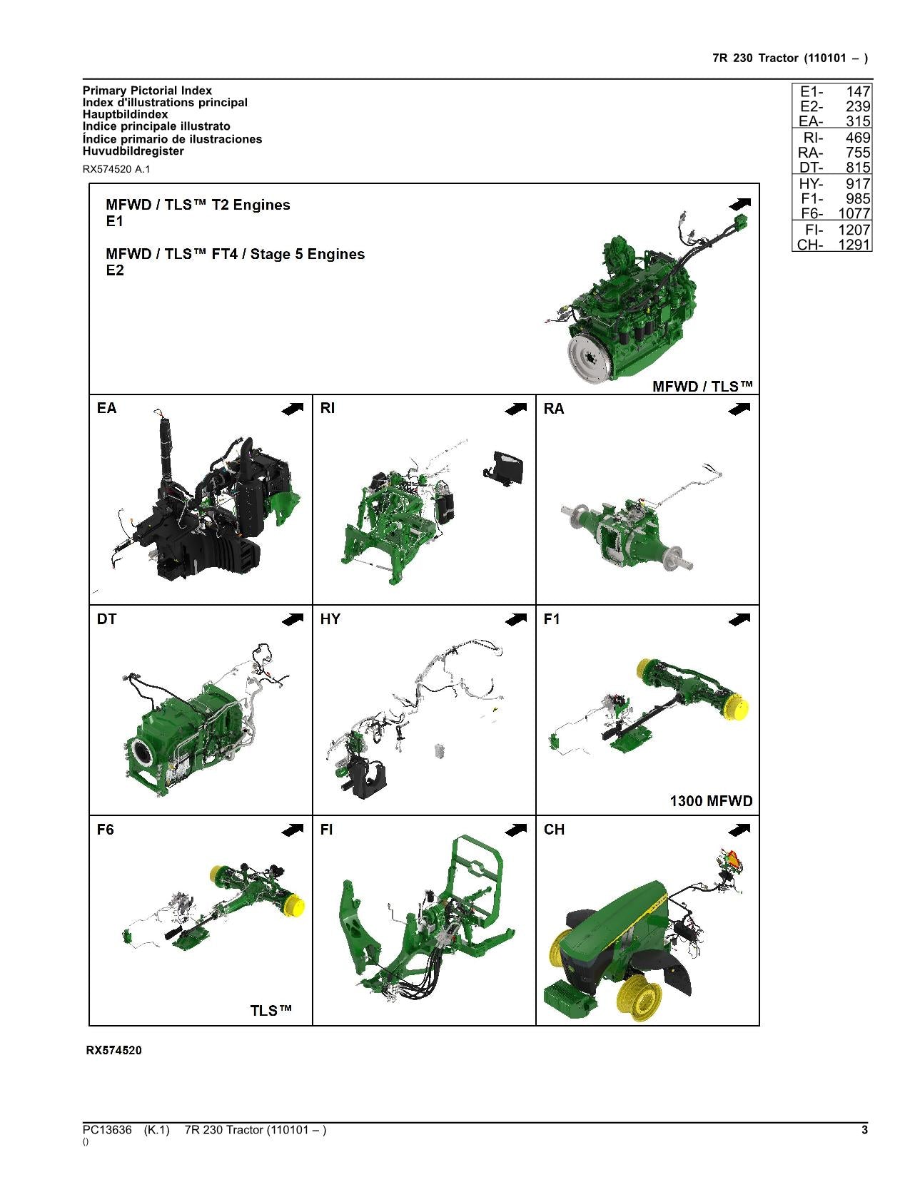 JOHN DEERE 7R 230 TRAKTOR ERSATZTEILKATALOGHANDBUCH