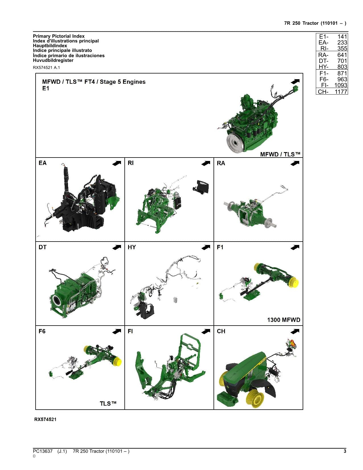 JOHN DEERE 7R 250 TRACTOR PARTS CATALOG MANUAL