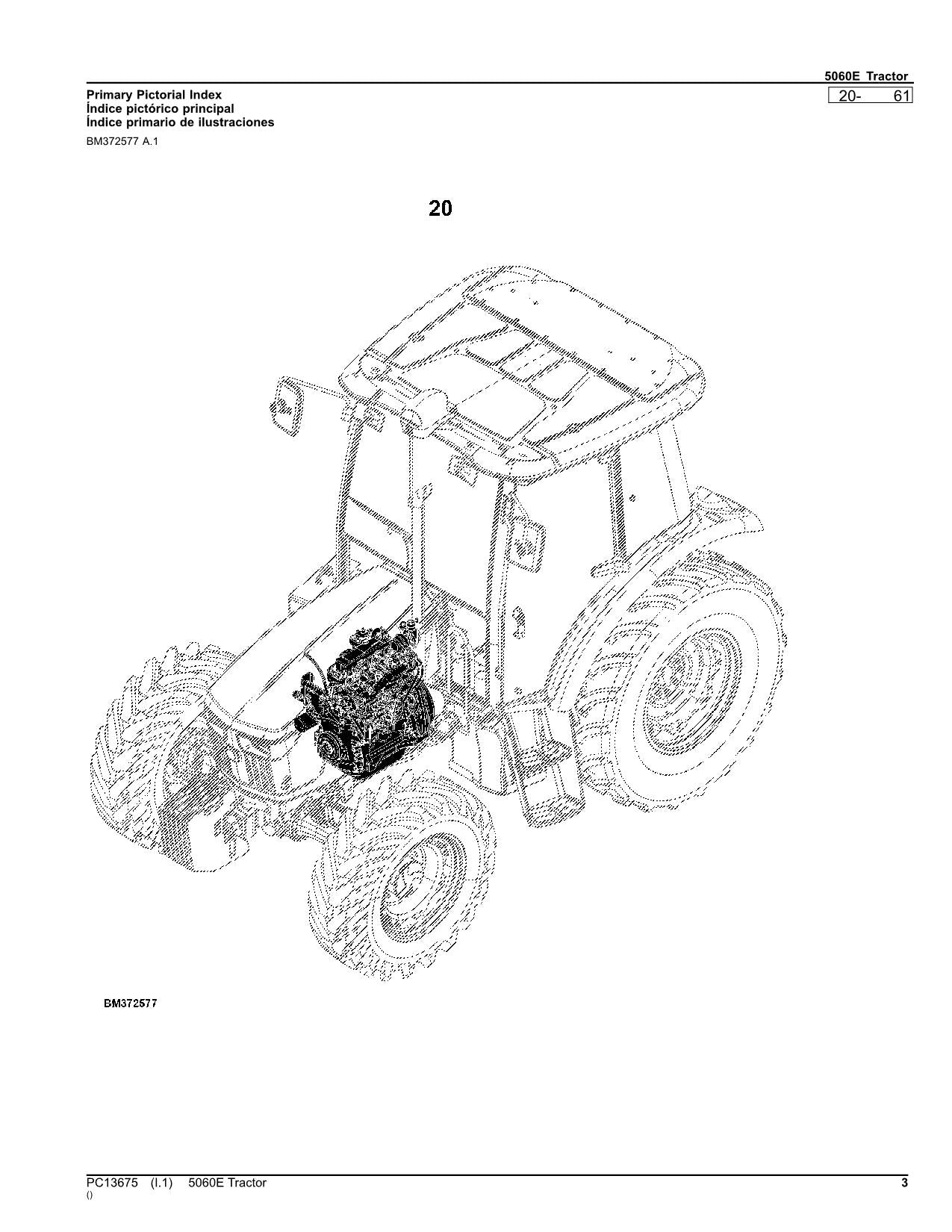 MANUEL DU CATALOGUE DES PIÈCES DU TRACTEUR JOHN DEERE 5060E PC13675