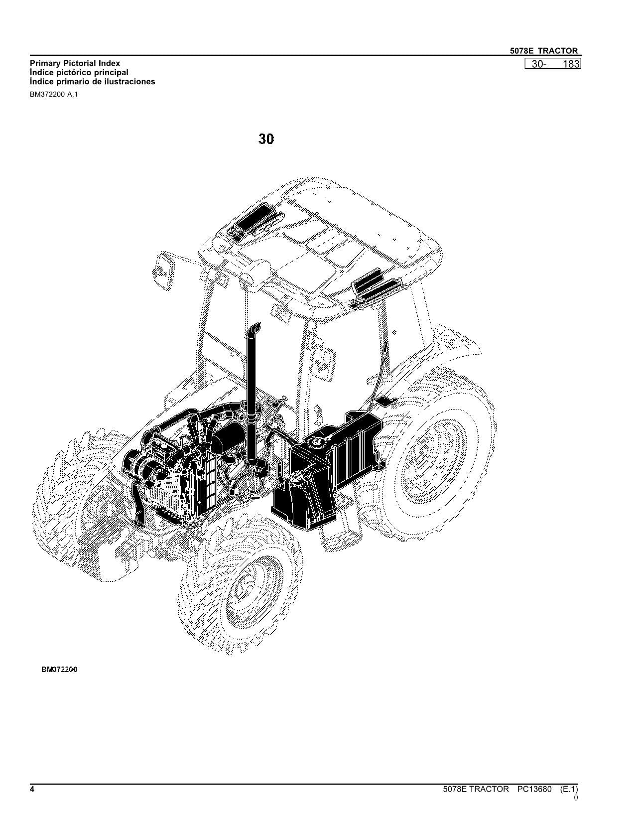 JOHN DEERE 5078E TRACTOR PARTS CATALOG MANUAL