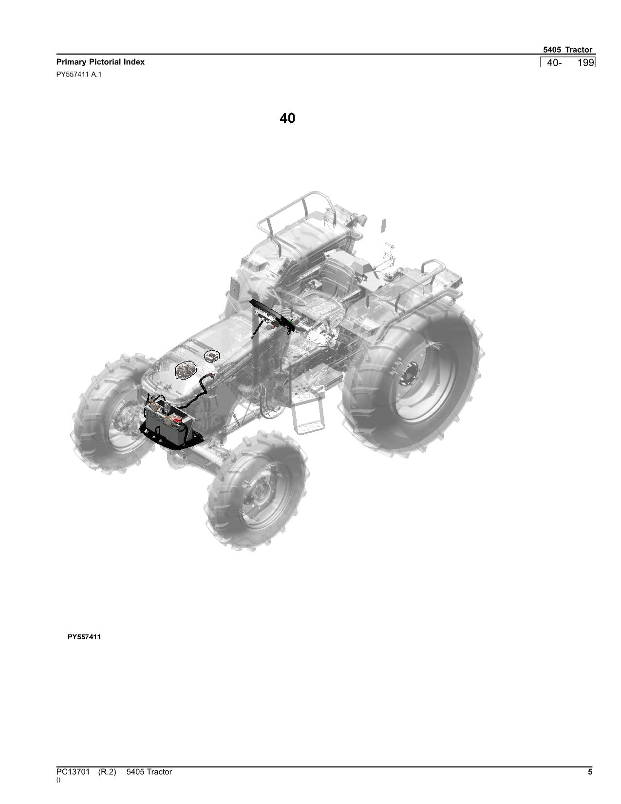 JOHN DEERE 5405 TRACTOR PARTS CATALOG MANUAL PC13701