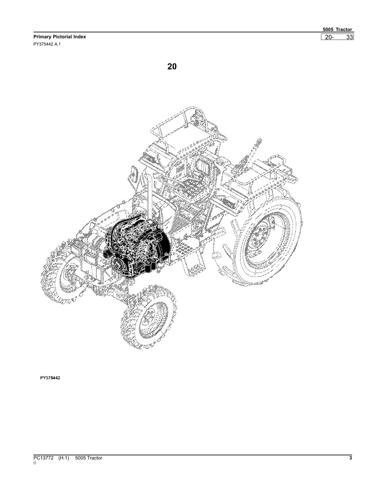 JOHN DEERE 5005 TRACTOR PARTS CATALOG MANUAL