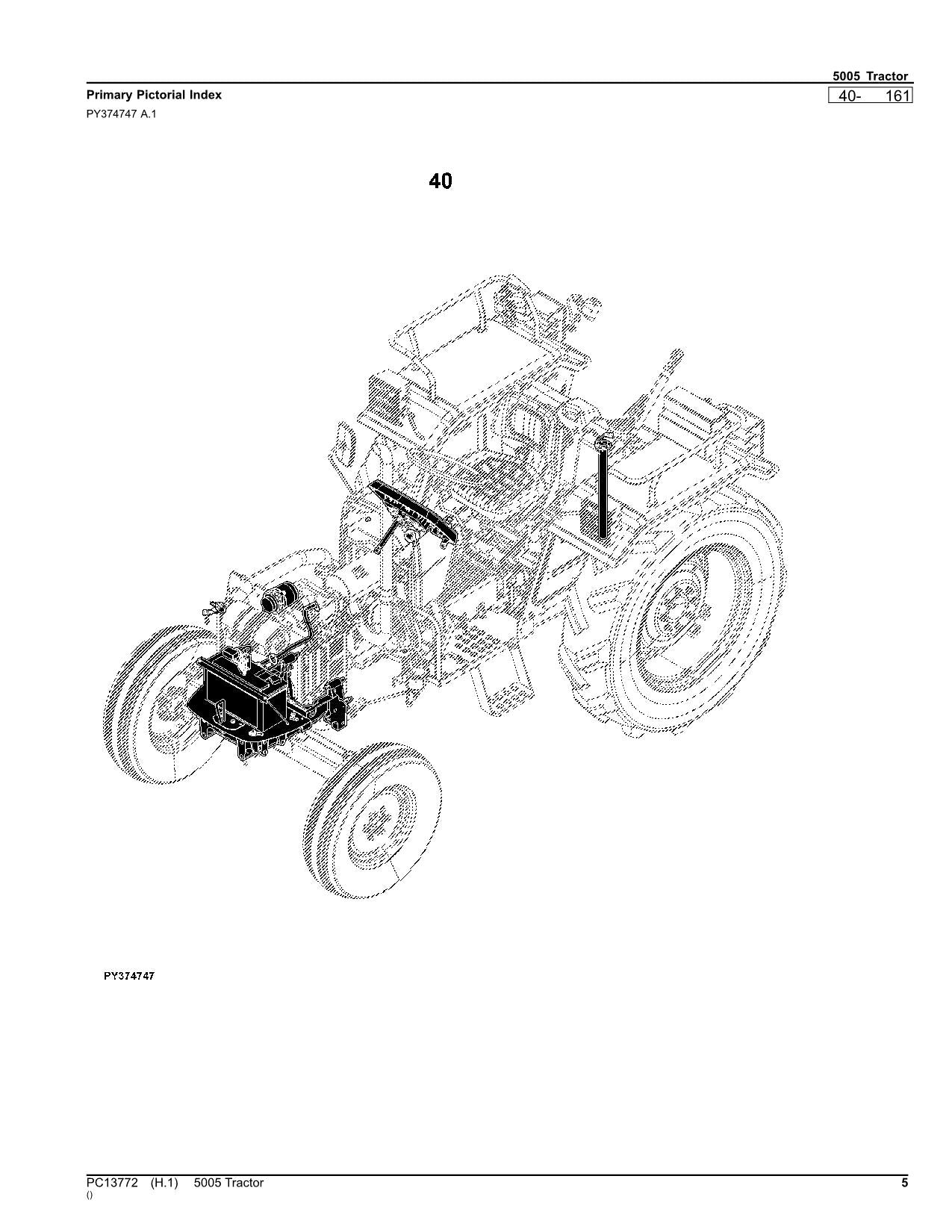 JOHN DEERE 5005 TRACTOR PARTS CATALOG MANUAL