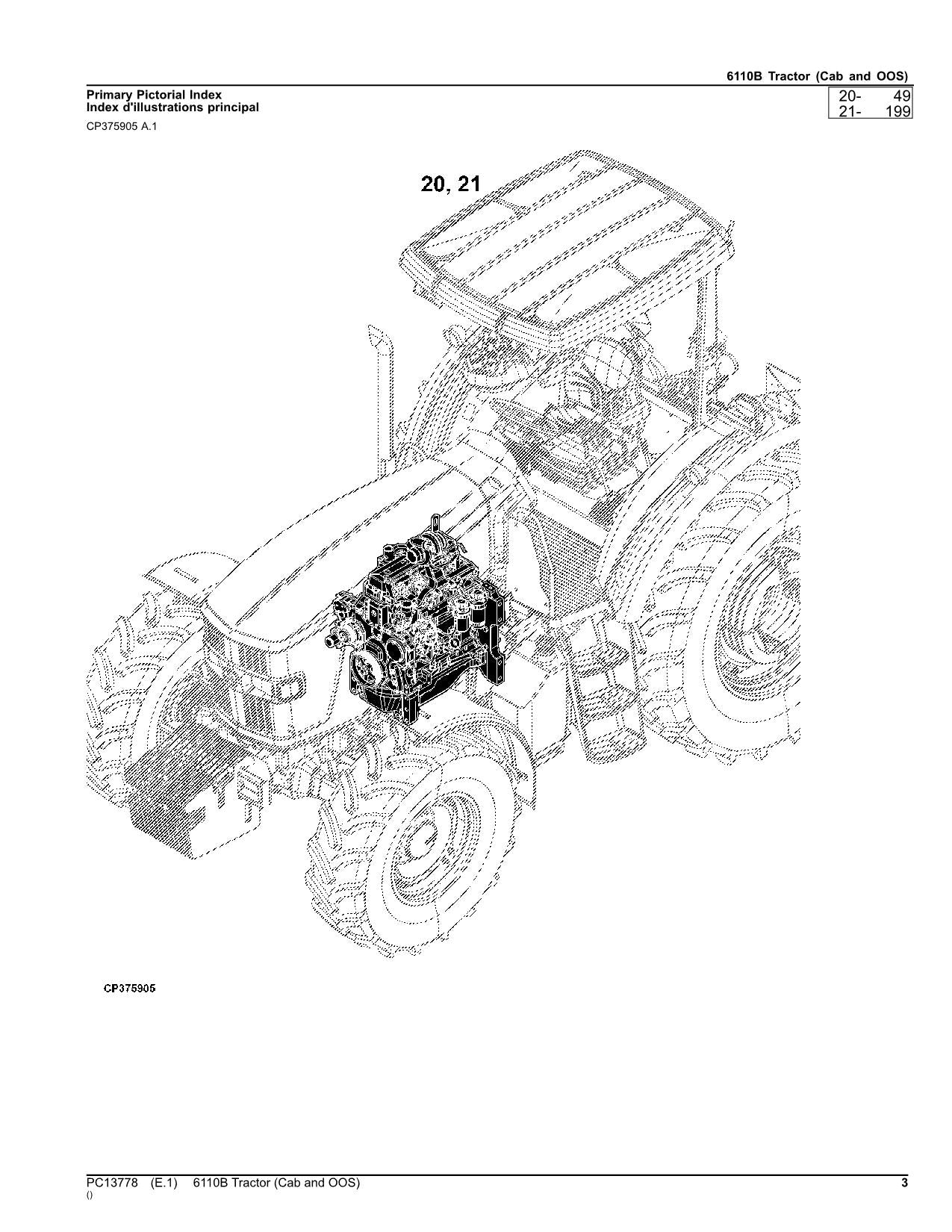 JOHN DEERE 6110B TRACTOR PARTS CATALOG MANUAL PC13778