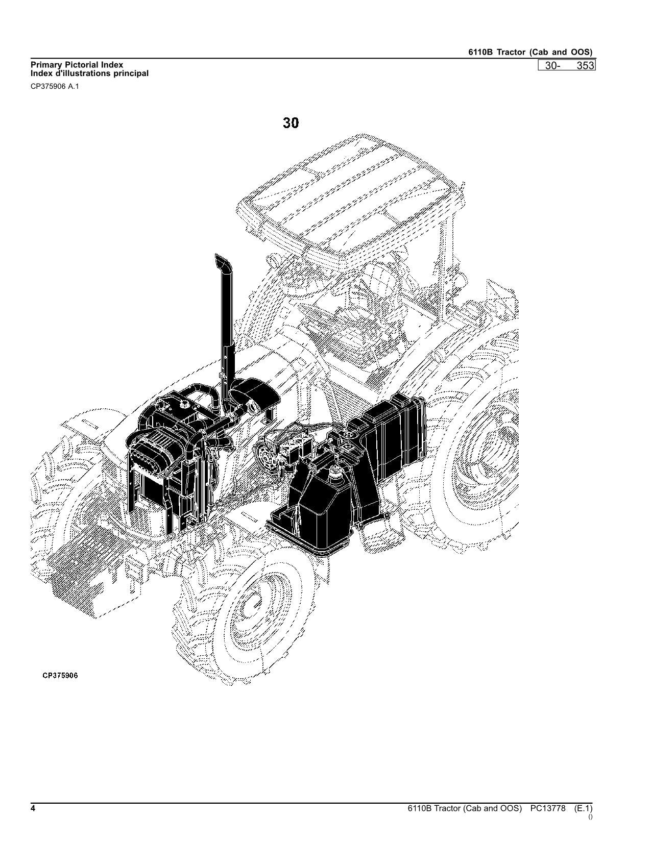 JOHN DEERE 6110B TRACTOR PARTS CATALOG MANUAL PC13778