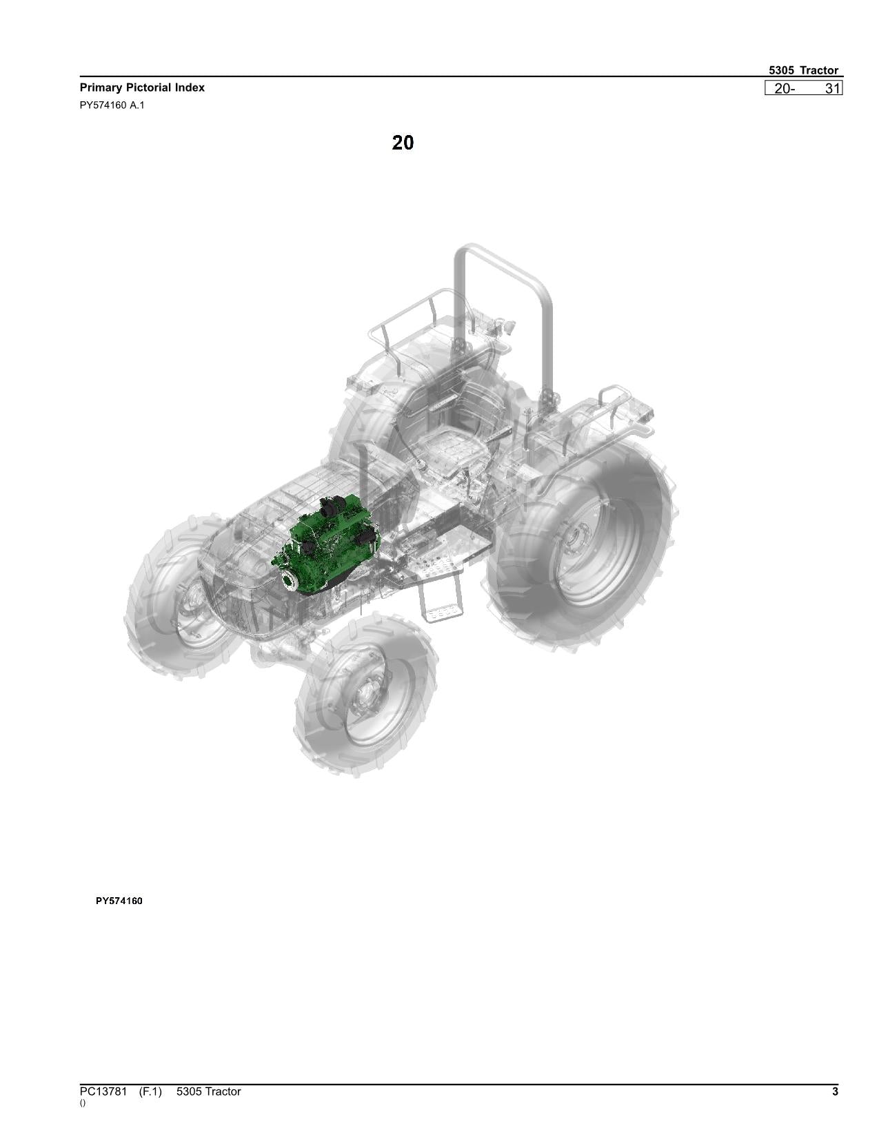 JOHN DEERE 5305 TRACTOR PARTS CATALOG MANUAL PC13781