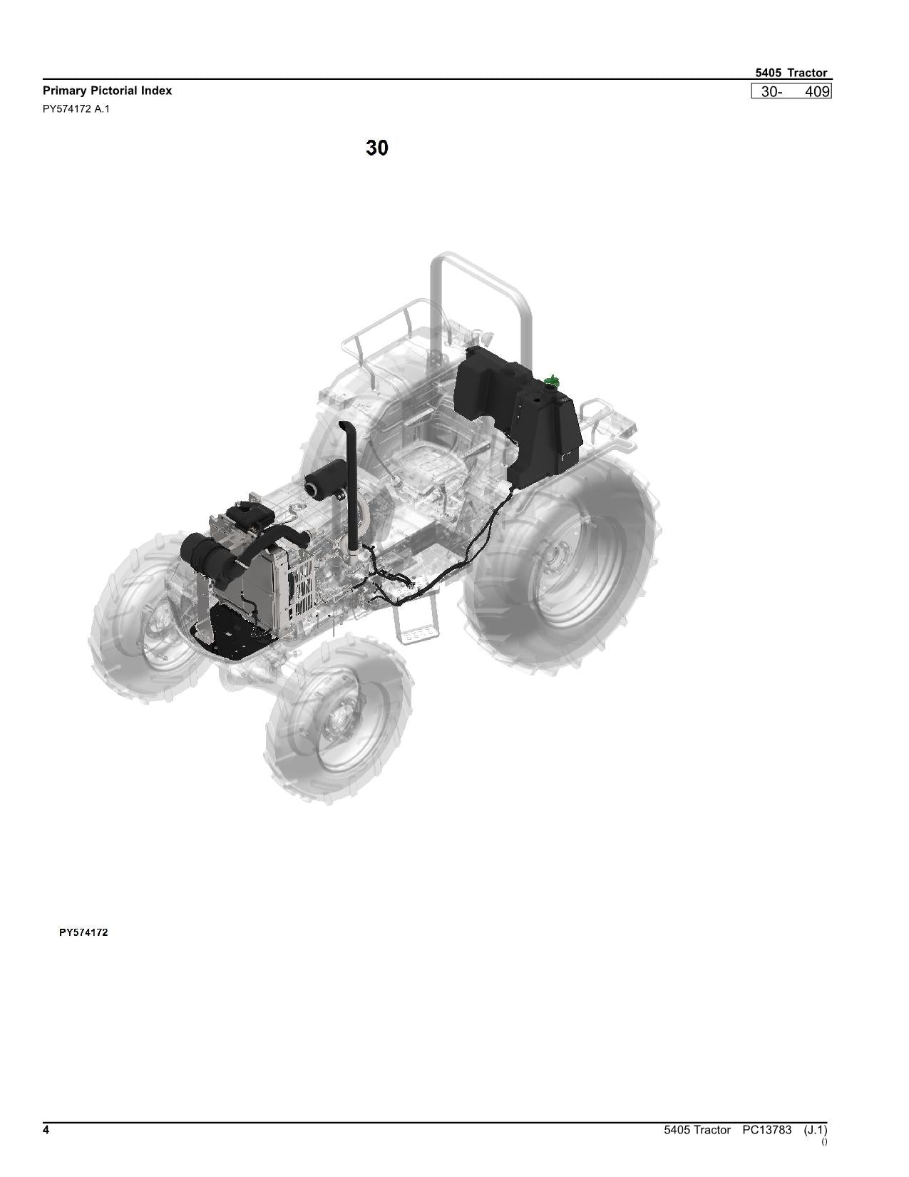 JOHN DEERE 5405 TRACTOR PARTS CATALOG MANUAL PC13783