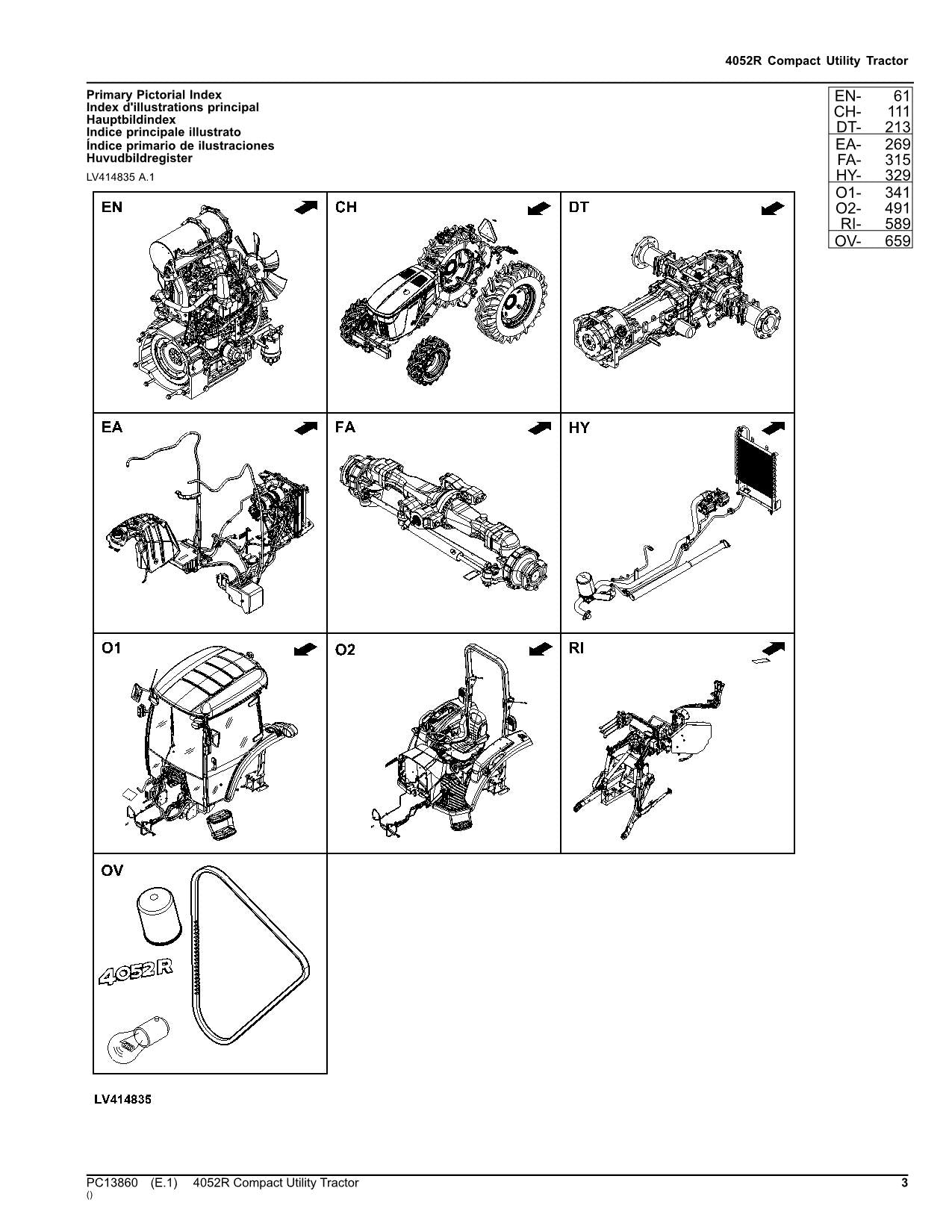 JOHN DEERE 4052R TRACTOR PARTS CATALOG MANUAL