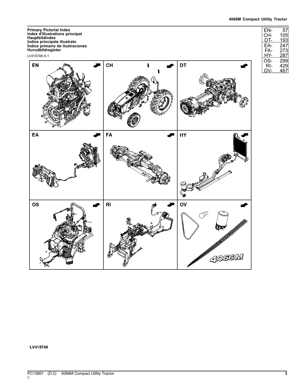 JOHN DEERE 4066M TRACTOR PARTS CATALOG MANUAL