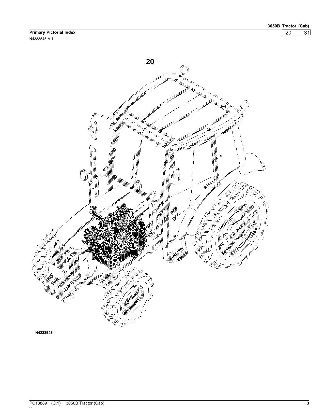 JOHN DEERE 3050B TRACTOR PARTS CATALOG MANUAL PC13889